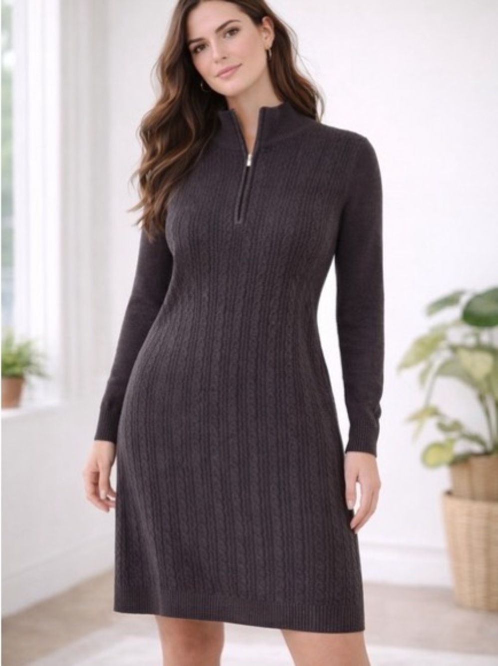 Tommy Bahama Pickford Cable Knit Half Zip Sweater Dress Women’s Size Small